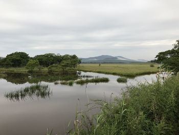 Scenic view of lake against sky