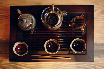 Close-up of objects on table