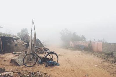 Bicycles against sky