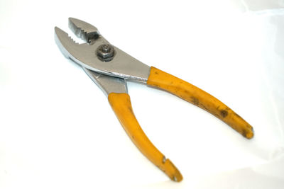 High angle view of metallic structure against white background