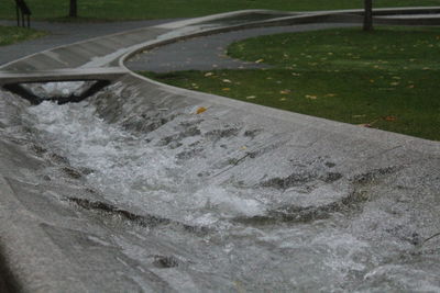 High angle view of footpath in park