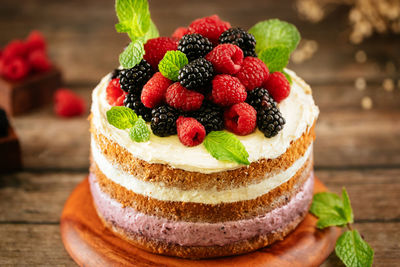 Close-up of dessert on table