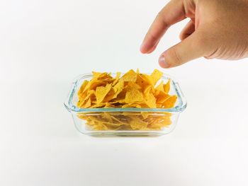 Close-up of food on white background