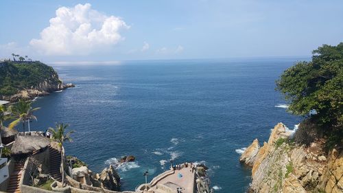 High angle view of sea against sky