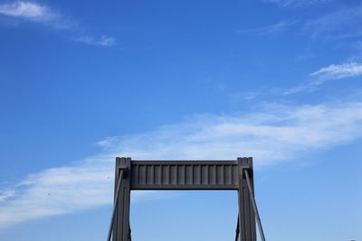 Low angle view of built structure against blue sky