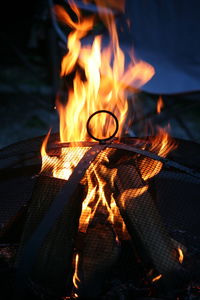 Close-up of bonfire at night