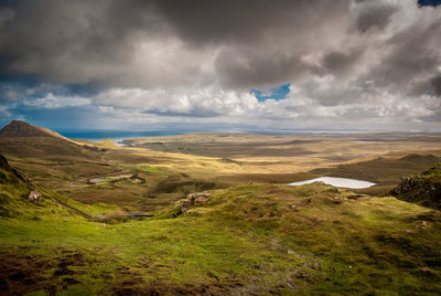 View of landscape against cloudy sky