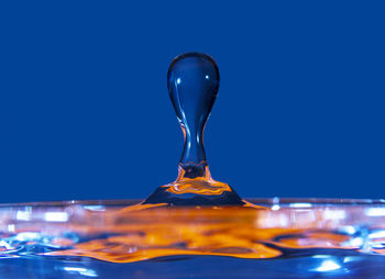 Figures and shapes of water produced by splash photographed very closely with selective focus