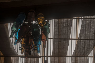 Low angle view of men working in building