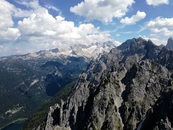 Panoramic view of landscape and mountains against sky