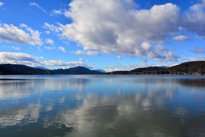 Scenic view of lake against sky