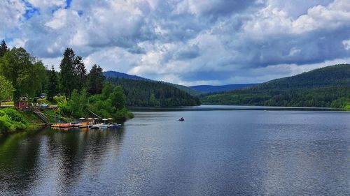 Scenic view of lake against sky