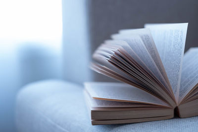 Close-up of book on table