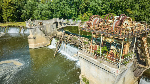 High angle view of bridge over river