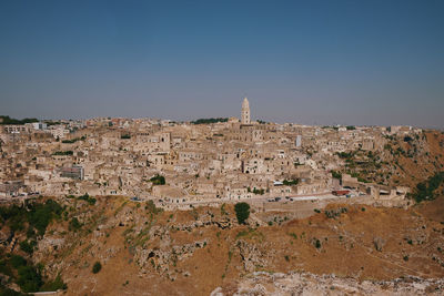 View over old town of matera, basilikata, south italy, during summertime. unesco world heritage
