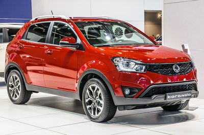 Toy car parked in city