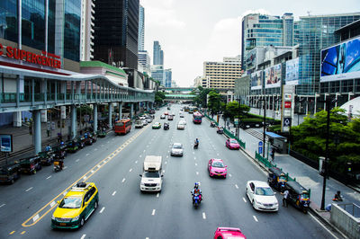 Traffic on road in city