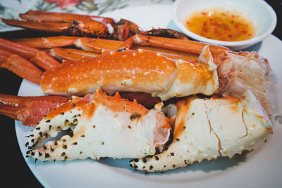 Close-up of crab served in plate