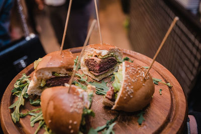 High angle view of dessert in plate on table