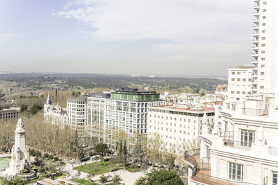 High angle view monument amidst buildings