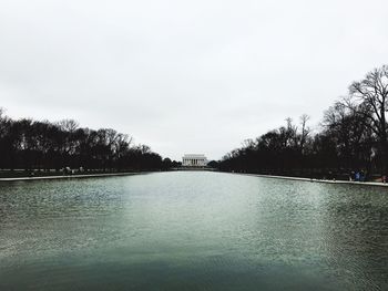 Scenic view of lake against clear sky