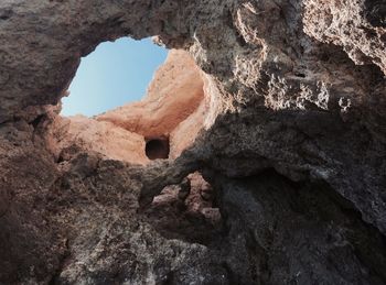 Low angle view of rock formation in cave