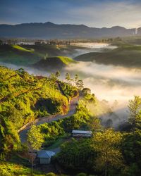 Natural charm of sunrises point cukul, pengalengan, bandung, indonesia