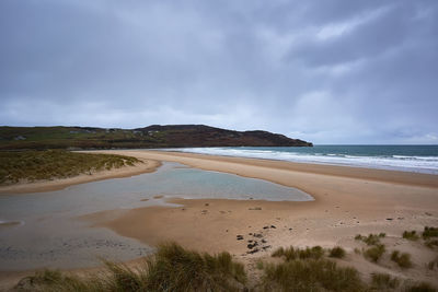 Scenic view of beach against sky