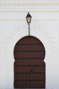 Street light on door of building