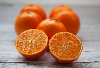 Close-up of oranges on table