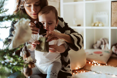 Mother and daughter at home