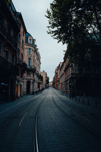 Railroad track in city