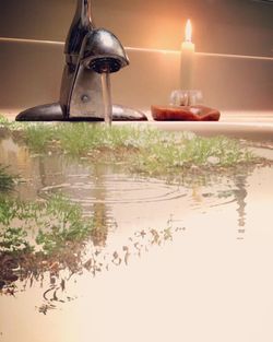 Illuminated lights at night