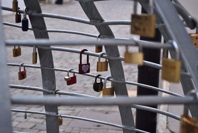 Padlocks attached to fence