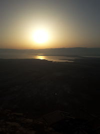 Scenic view of sea against clear sky during sunset