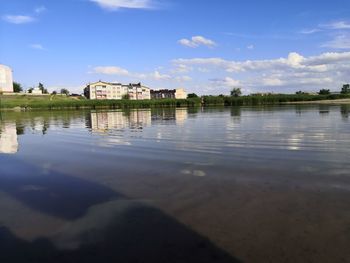 Reflection of building in lake