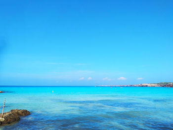 Sandy beach for summer balearic holidays in cala saona in formentera island in spain