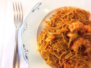 Close-up of noodles in plate