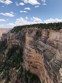 Aerial view of rock formations against sky