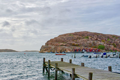 Scenic view of bay against sky