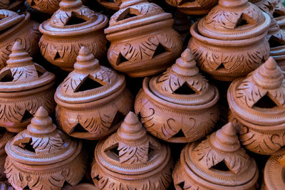 Full frame shot of pots for sale