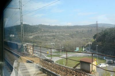 Electricity pylon on mountain