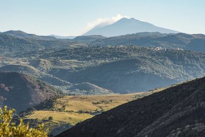 Scenic view of mountains against sky