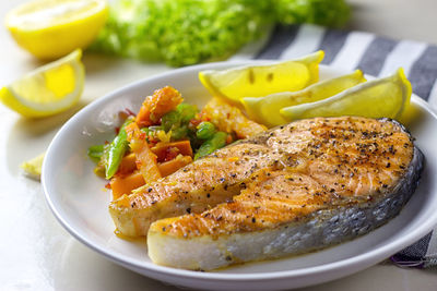 Close-up of seafood in plate