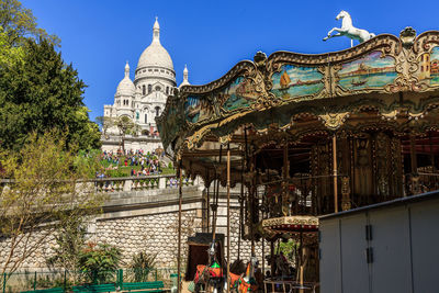 View of temple building against clear sky