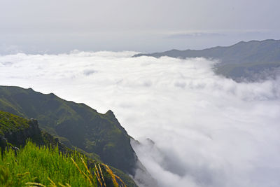 Scenic view of mountains against sky