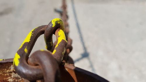 Close-up of rusty metal chain