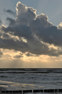 Scenic view of sea against sky at sunset