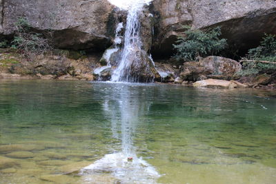 Scenic view of waterfall