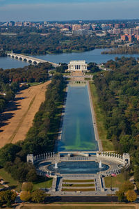 lincoln memorial, wwii memorial and the reflecting pool taken from the washington monument